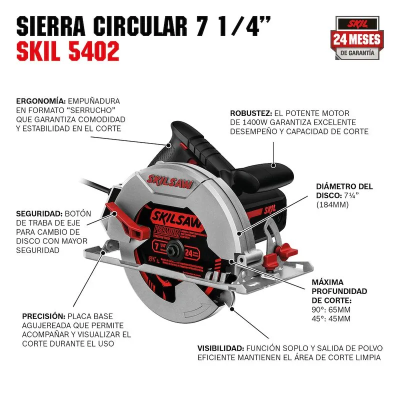Sierra Circular 7" 1400w - 6.000rpm Skil